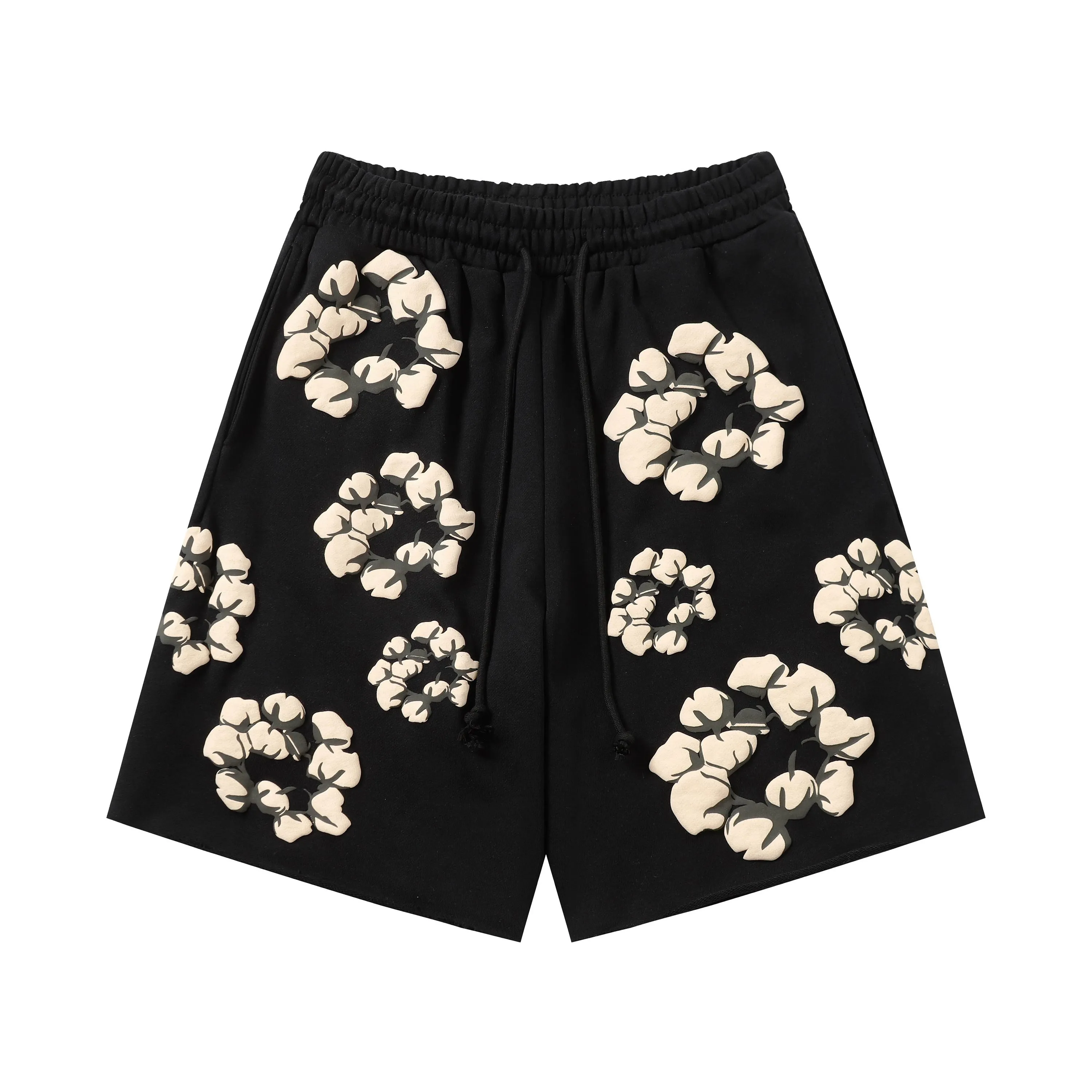 8201# 8 color set DENIM TEARS Kapok European and American trendy brand high quality foam flocking printed shorts Color Black Yellow Green Yellow Gray Royal Blue Pink Peacock Blue Size S-XL